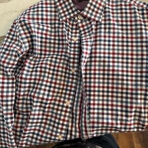 Banana Republic Red and Blue Casual Button Down Shirt